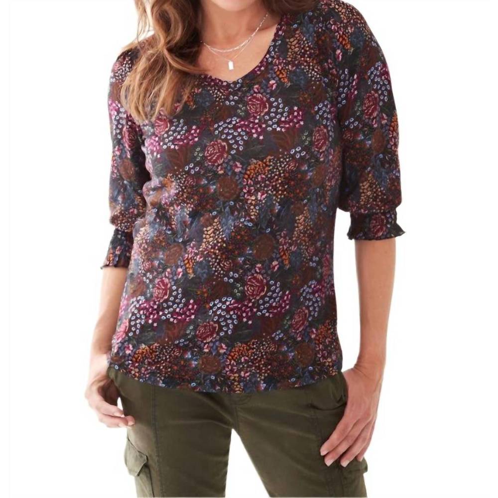 NEW FDJ floral three quarter sleeve top in multi